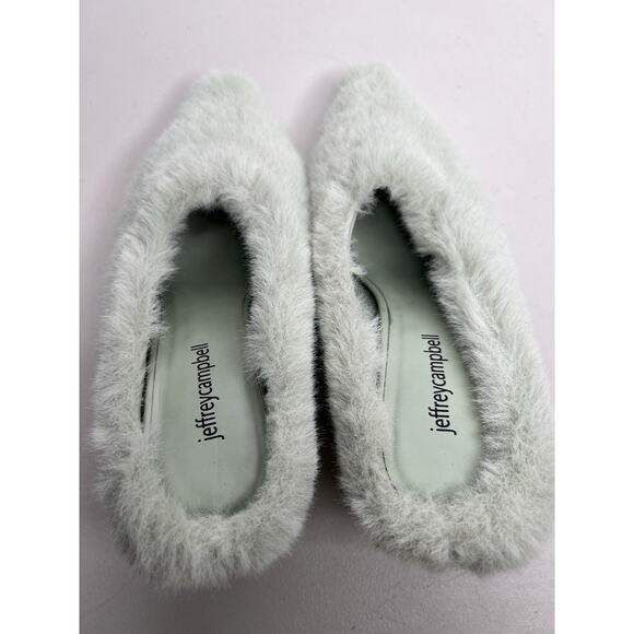 NWOB Jeffrey Campbell Faux Fur Slip On Mules Green Mint Women’s Size 7.5 - Picture 4 of 11